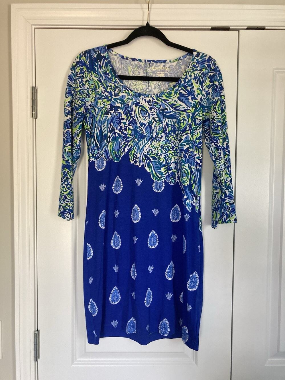 Lilly Pulitzer Beacon T-Shirt Dress Twilight Blue Cotton Size Small Coastal